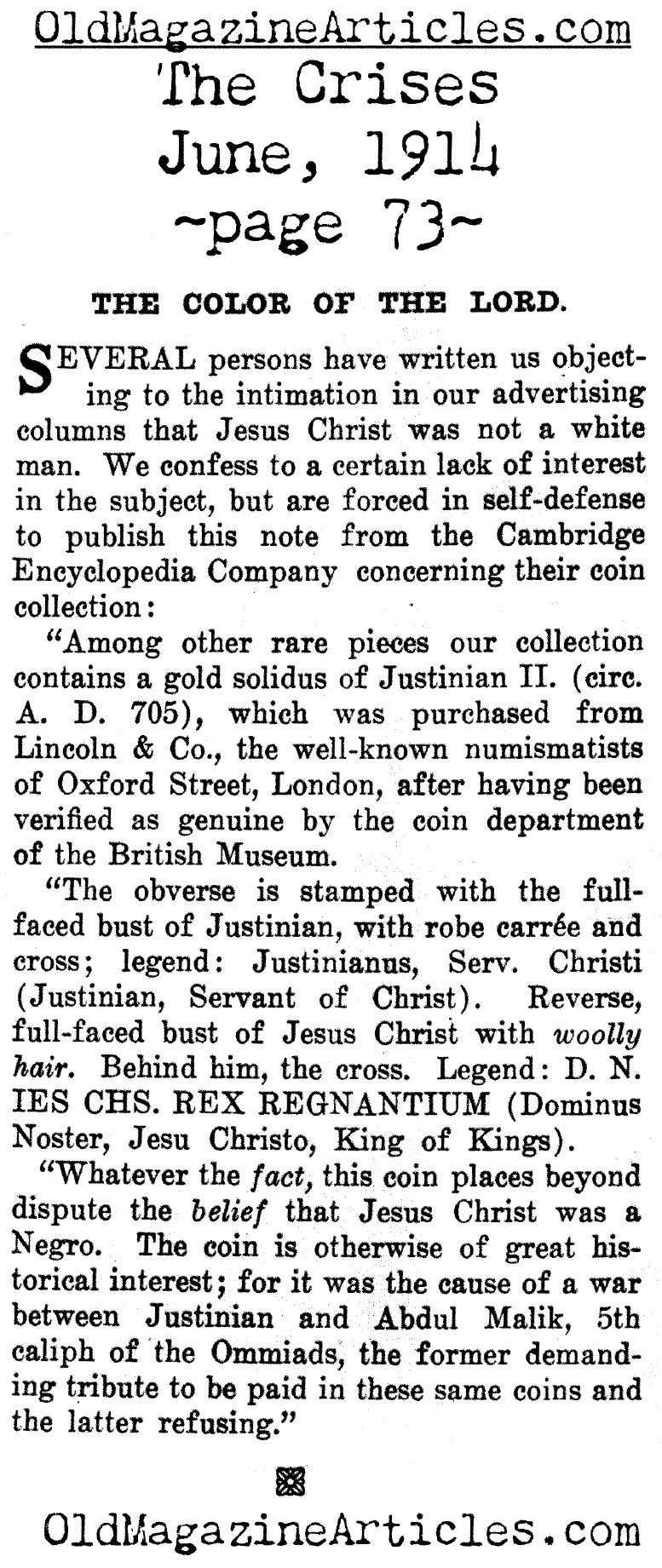 Was Jesus Black? (The Crises, 1914)
